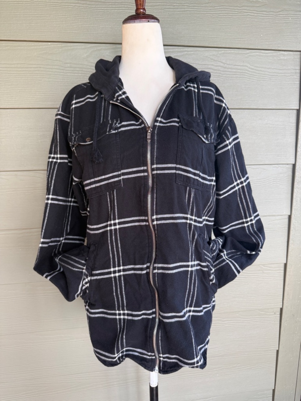 H&M Divided Flannel Hooded Zip Up Jacket